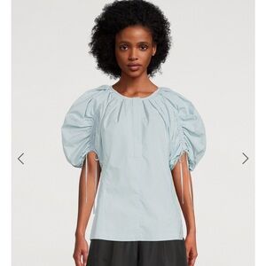 3.1 Phillip Lim Light Blue Gathered Sleeve Blouse quiet luxury